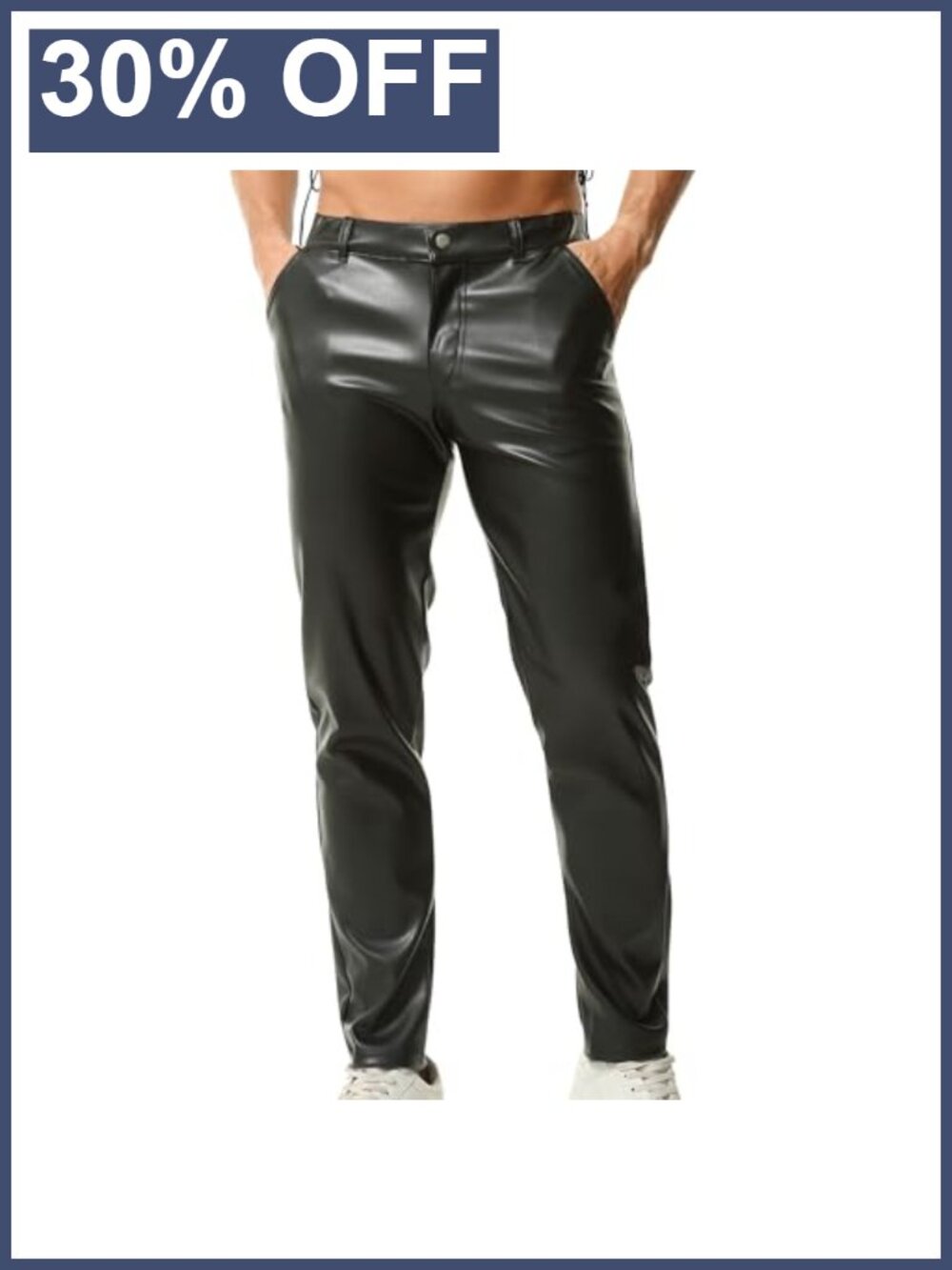 Men's PU Leather Skinny Pants Straight Leg Shiny Disco Club Wear